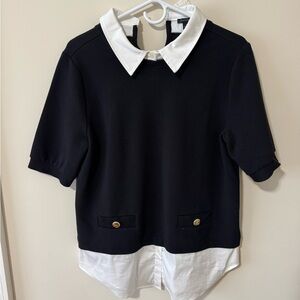 Ann Taylor Black and White Collared Top one piece